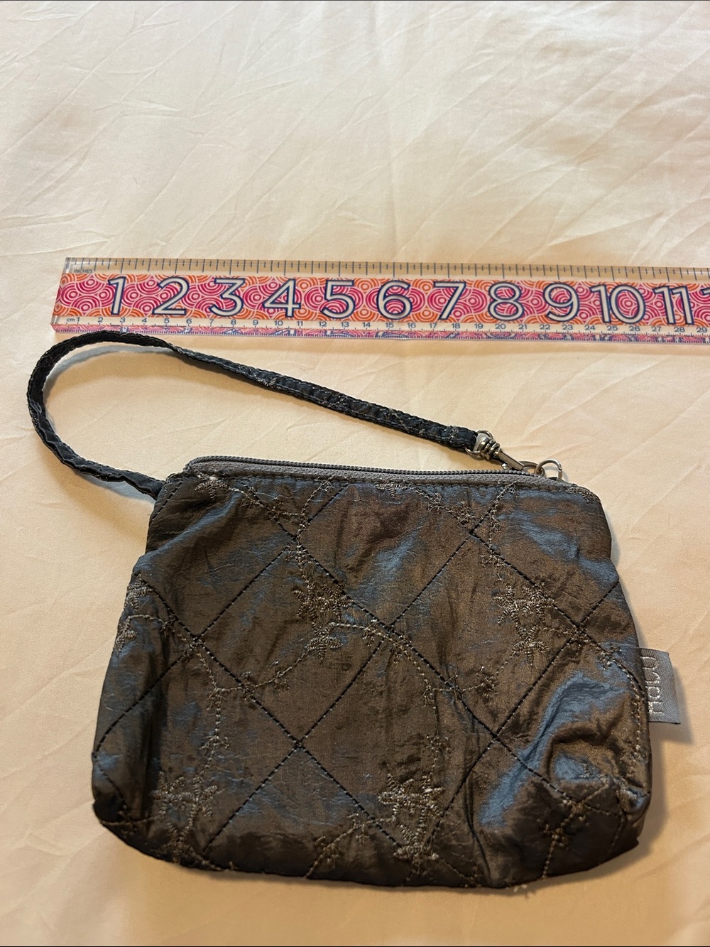 Halo Gray/Silver Quilted Wristlet Clutch